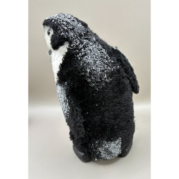Glittery Penguin Christmas Figurine Silver Bow Tie - Picture 2 of 8
